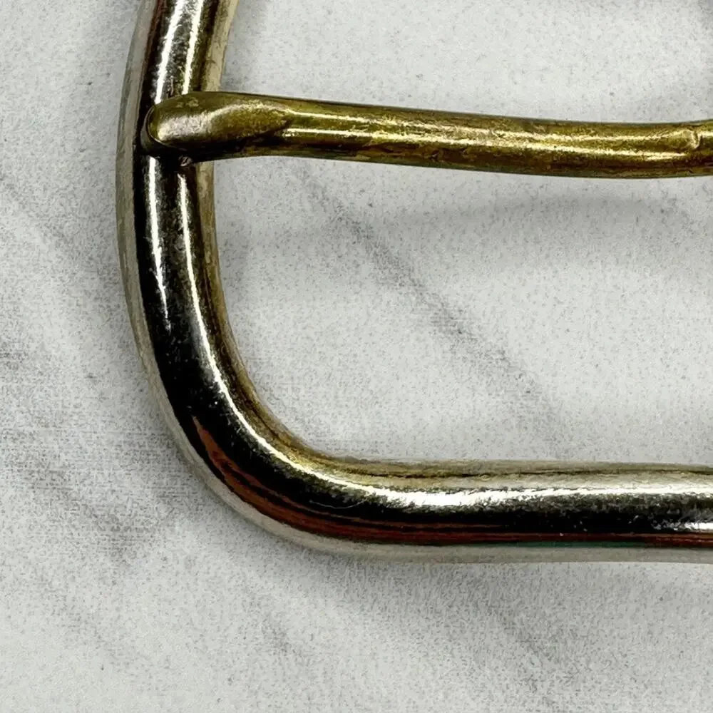 Vintage Two Tone Silver Gold Simple Basic Prong Belt Buckle Made in USA Unisex ✨